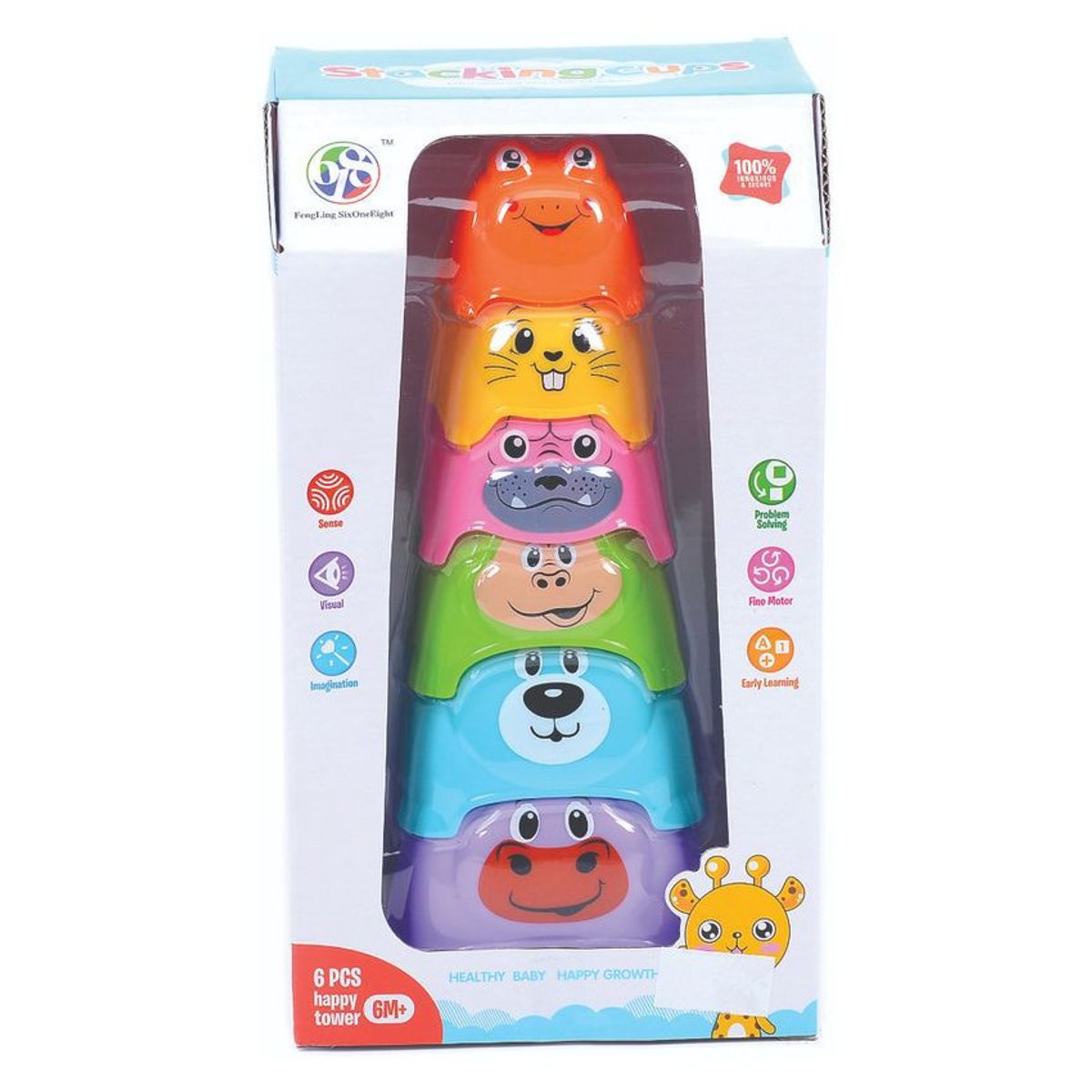 JUGUETELANDIA - JUEGO DE APILAR ANIMALITOS HAPPY CAJA