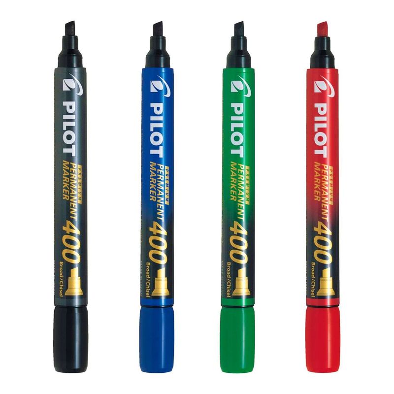 PILOT - Marcador Permanente Pilot 400 Punta Biselada X 4 Colores