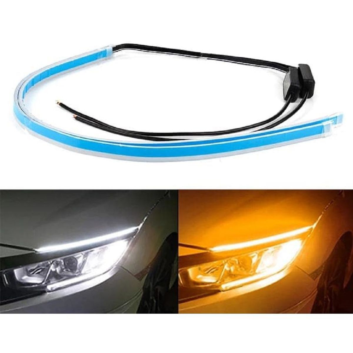UNIVERSAL - Par cintas led drl bicolor carro moto blanco naranja 60cm
