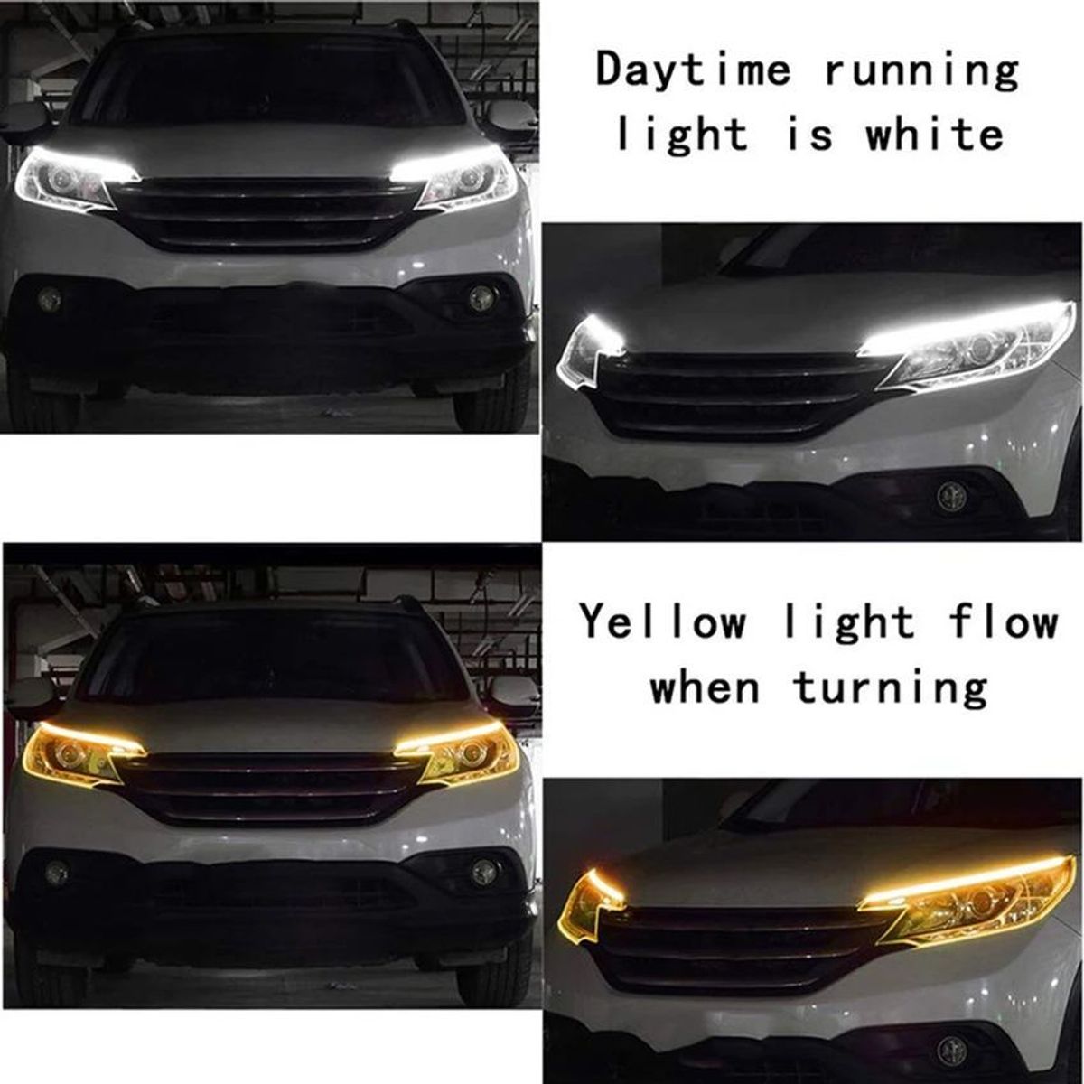 UNIVERSAL - Par cintas led drl bicolor carro moto blanco naranja 60cm