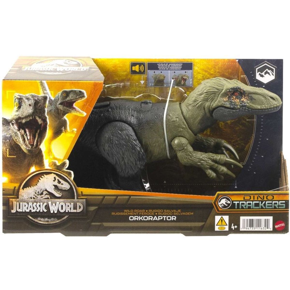 JURASSIC WORLD - Jurassic World Dinosaurio Orkoraptor Rugido Salvaje Mattel