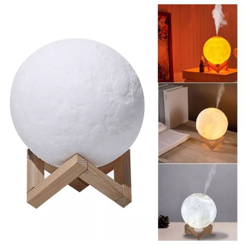 ZHOPI CO - Lampara humidificador difusor luna 3d colores  base madera