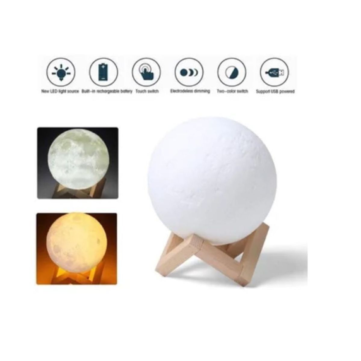 ZHOPI CO - Lampara humidificador difusor luna 3d colores  base madera