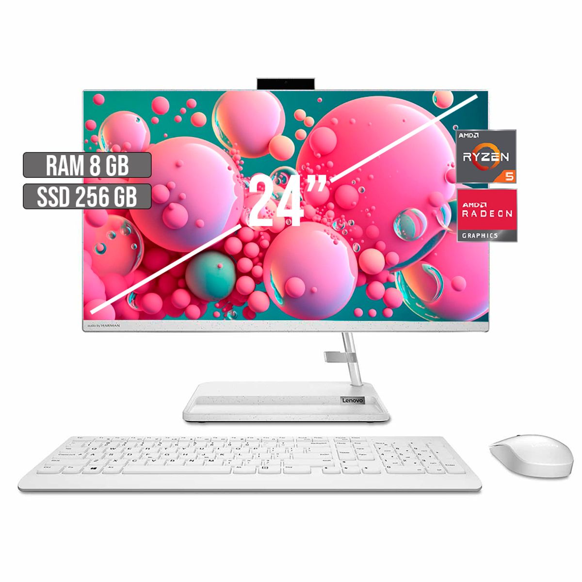 LENOVO - TODO EN UNO LENOVO AIO 3 AMD RYZEN 5-7430U SSD 256GB RAM 8GB LED 24" FHD