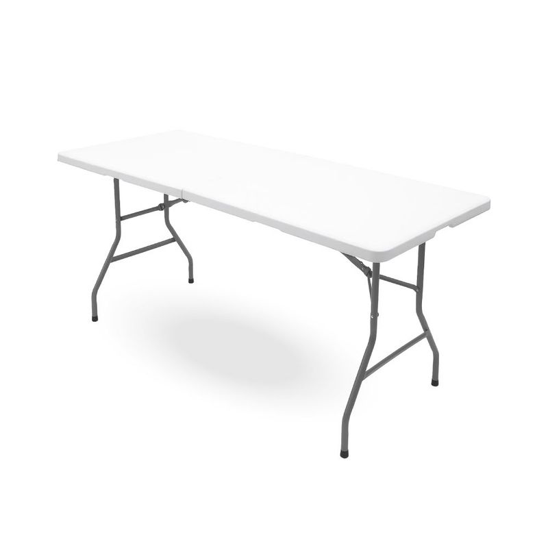 ASIA IMPORT - Mesa plegable Plastica 180x74cm Tipo Portafolio BLANCA