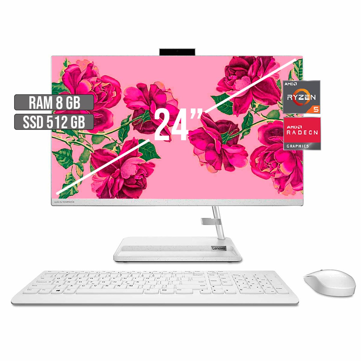LENOVO - TODO EN UNO LENOVO AIO 3 AMD RYZEN 5-7430U SSD 512GB RAM 8GB LED 24" FHD