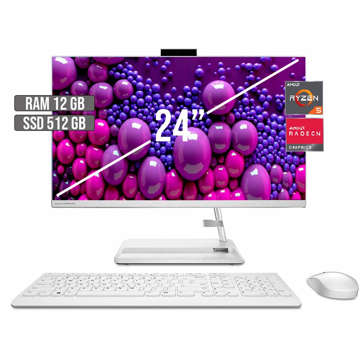 Lenovo - TODO EN UNO LENOVO AIO 3 AMD RYZEN 5-7430U SSD 512GB RAM 12GB LED 24" FHD