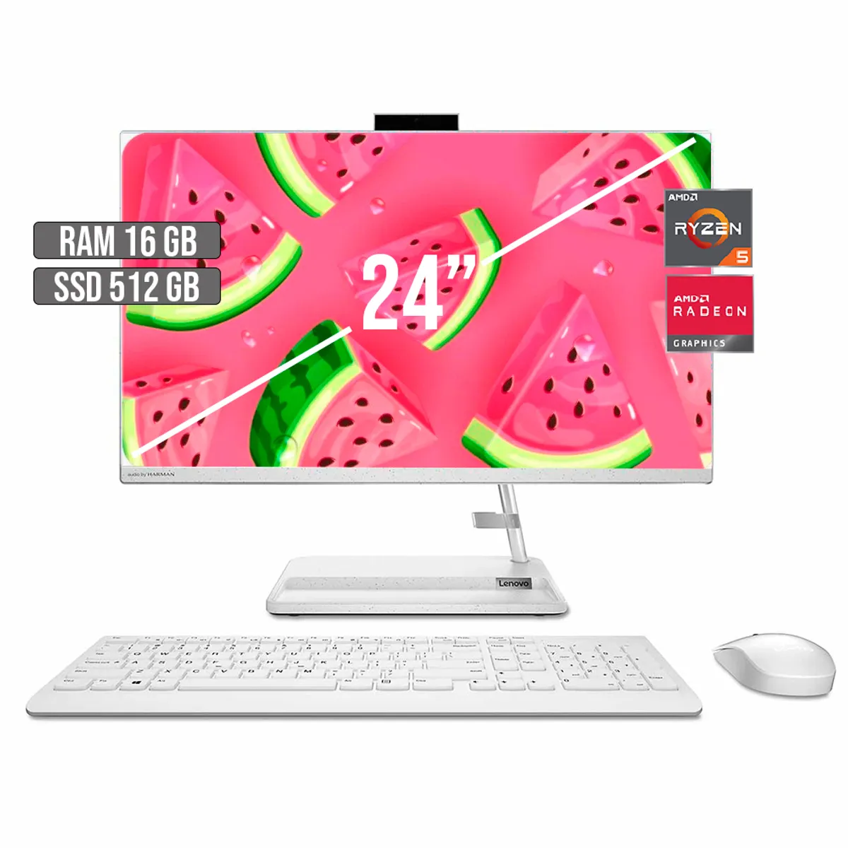LENOVO - TODO EN UNO LENOVO AIO 3 AMD RYZEN 5-7430U SSD 512GB RAM 16GB LED 24" FHD
