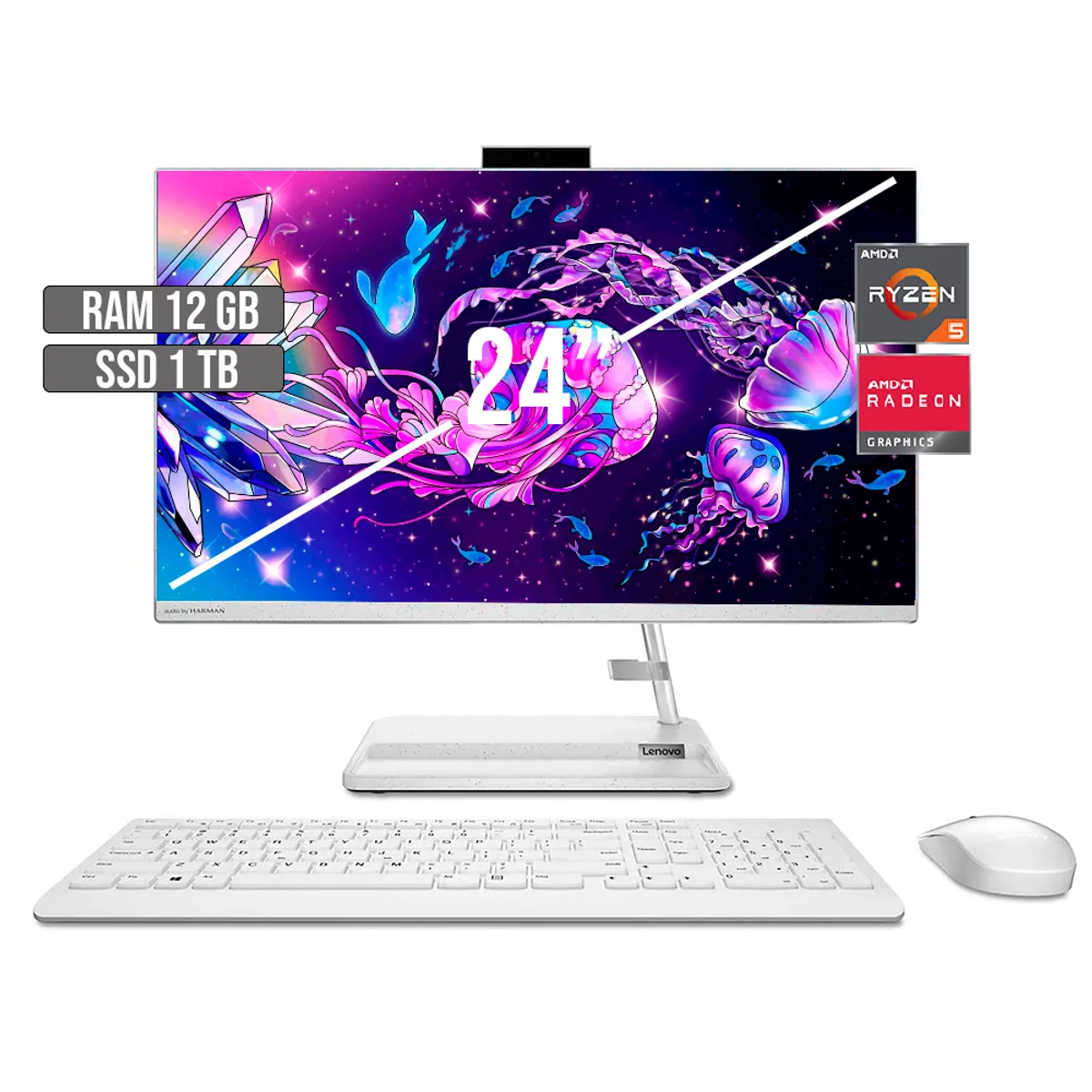 LENOVO - TODO EN UNO LENOVO AIO 3 AMD RYZEN 5-7430U SSD 1TB RAM 12GB LED 24" FHD