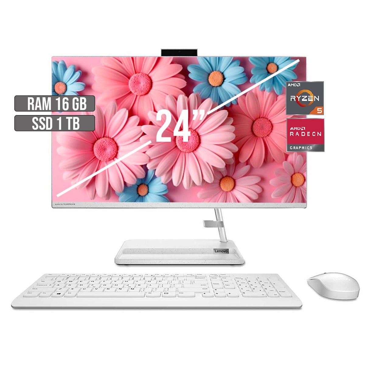 LENOVO - TODO EN UNO LENOVO AIO 3 AMD RYZEN 5-7430U SSD 1TB RAM 16GB LED 24" FHD