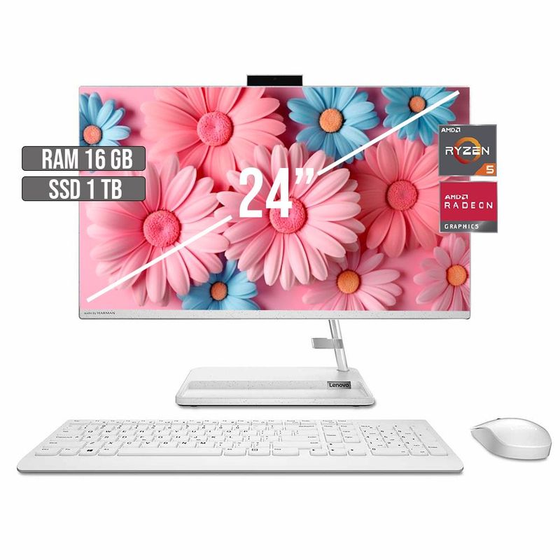 LENOVO - TODO EN UNO LENOVO AIO 3 AMD RYZEN 5-7530U SSD 1TB RAM 16GB LED 24" FHD