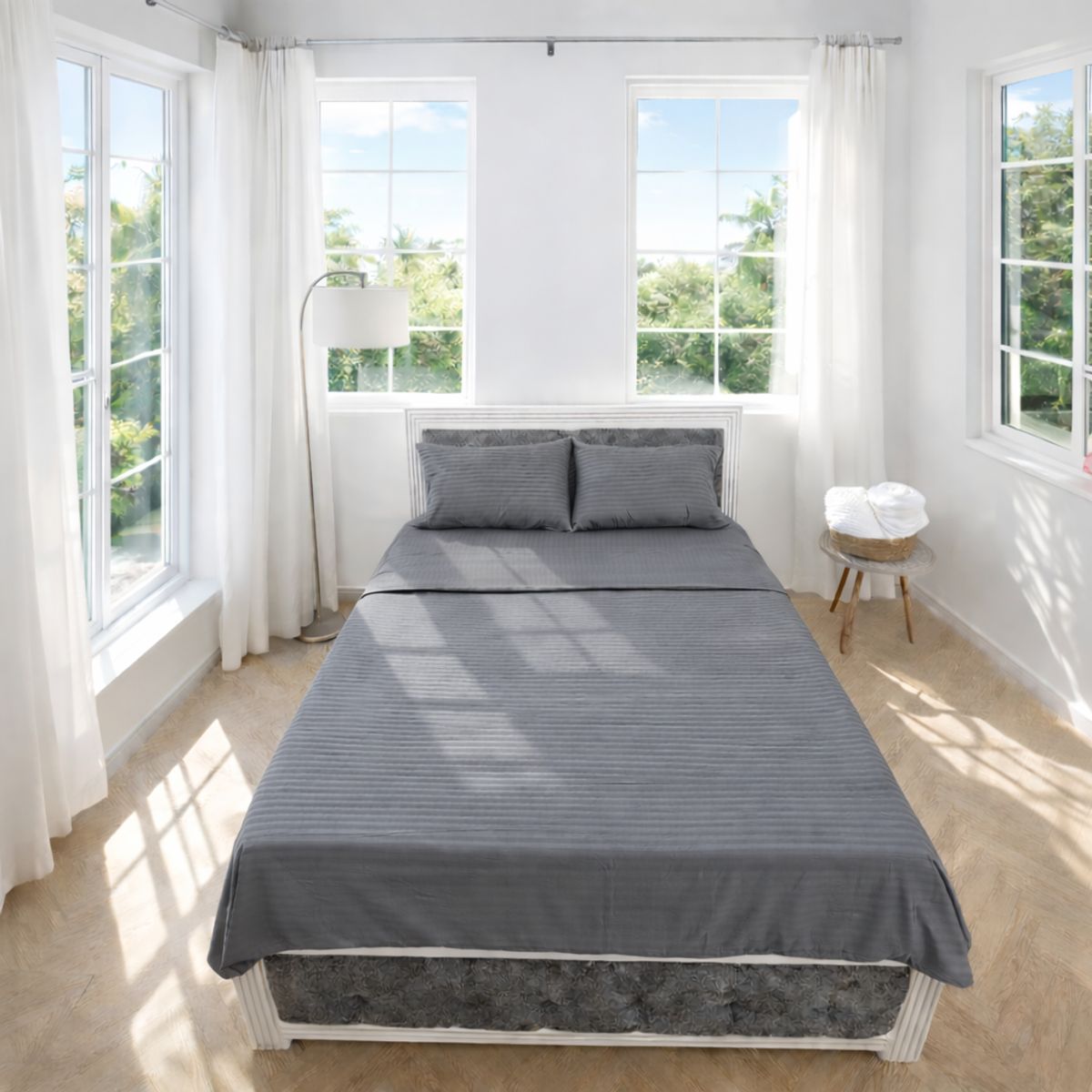 HOGARETO - Juego de Sábanas  Cama Extradoble Hogareto Gris 3200