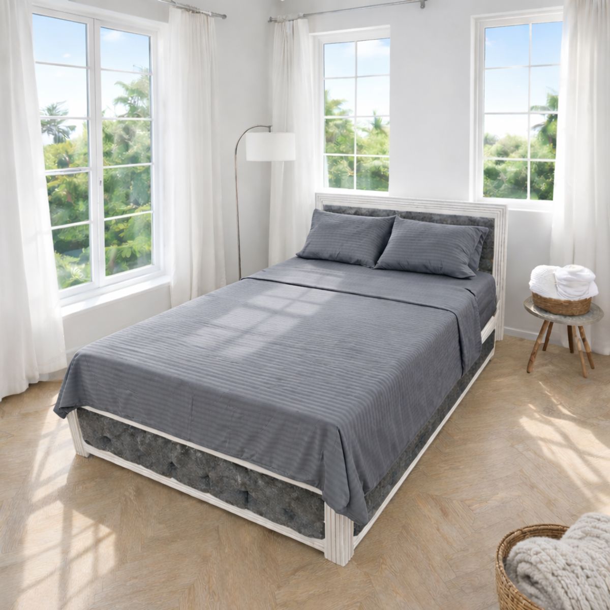 HOGARETO - Juego de Sábanas  Cama Extradoble Hogareto Gris 3200