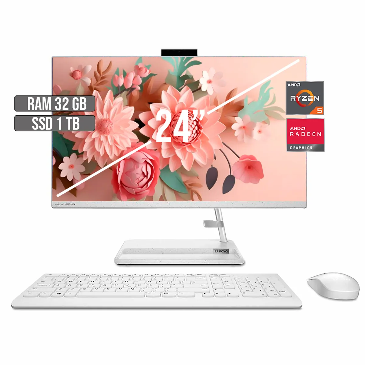 LENOVO - TODO EN UNO LENOVO AIO 3 AMD RYZEN 5-7430U SSD 1TB RAM 32GB LED 24" FHD