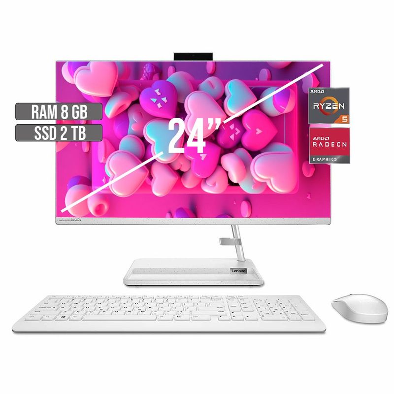 LENOVO - TODO EN UNO LENOVO AIO 3 AMD RYZEN 5-7530U SSD 2TB RAM 8GB LED 24" FHD
