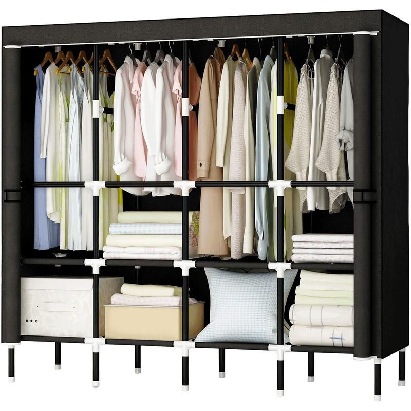 ONE PIXEL - Closet Armario Doble Grande Desarmable Portatil Con Forro - Negro