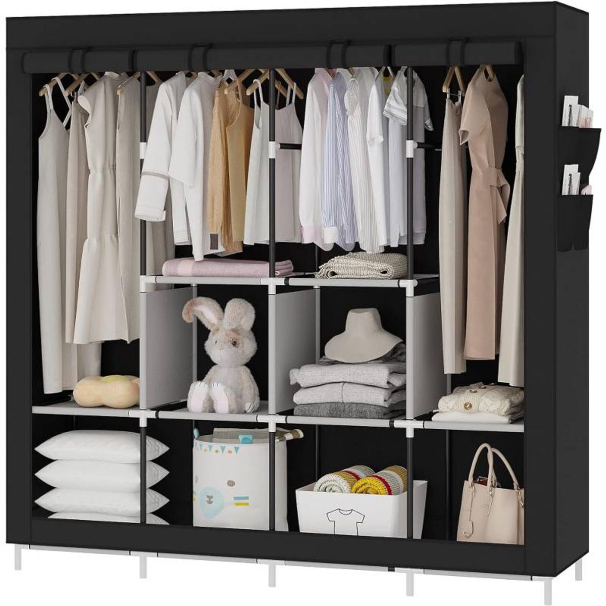 ONE PIXEL - Closet Armario Doble Grande Desarmable Portatil Con Forro -Negro