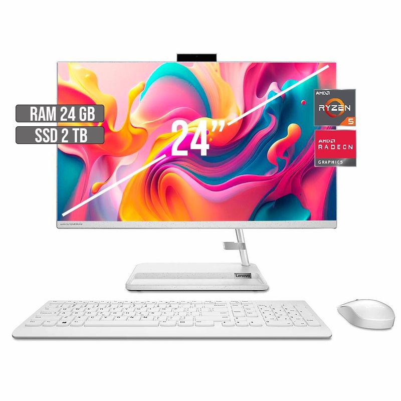 LENOVO - TODO EN UNO LENOVO AIO 3 AMD RYZEN 5-7530U SSD 2TB RAM 24GB LED 24" FHD