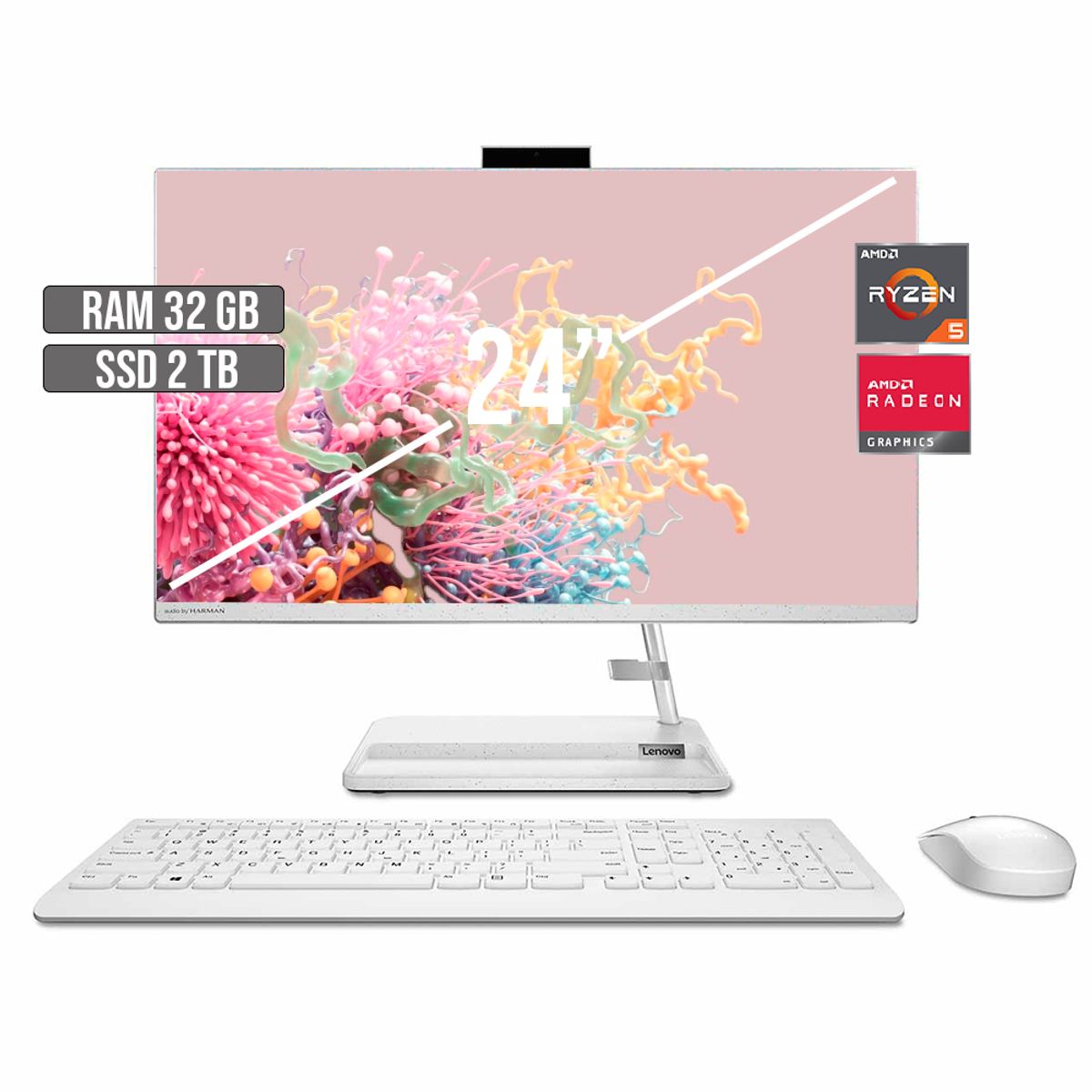 LENOVO - TODO EN UNO LENOVO AIO 3 AMD RYZEN 5-7430U SSD 2TB RAM 32GB LED 24" FHD