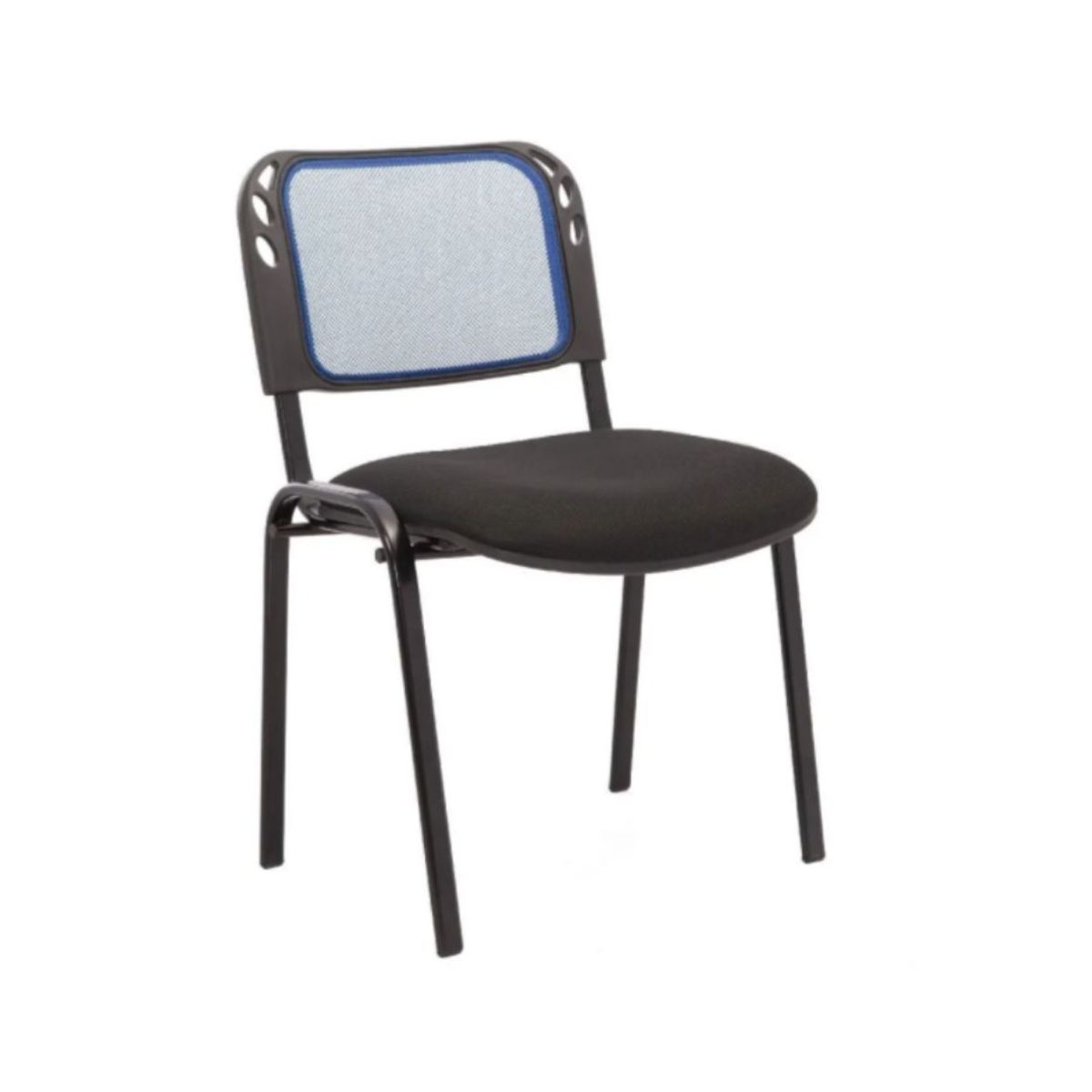 GENERICO - 2 Sillas Interlocutoras Isoceles Malla Azul con Asiento Negro