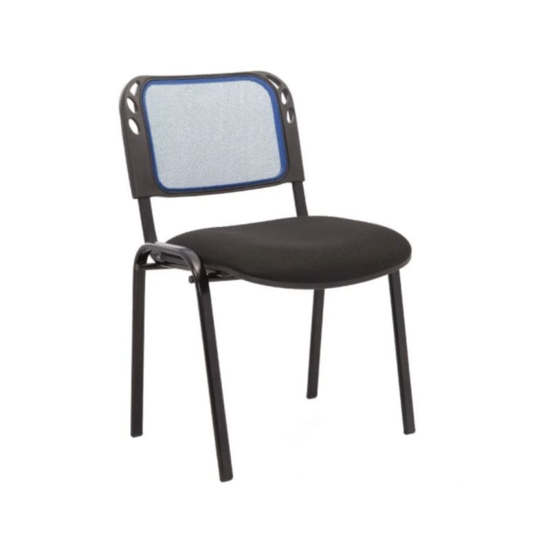 GENERICO - 2 Sillas Interlocutoras Isoceles Malla Azul con Asiento Negro