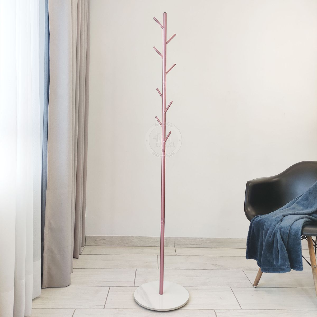 INDUHOGAR - Perchero de lujo color oro rosa con base tipo marmol marca induhogar