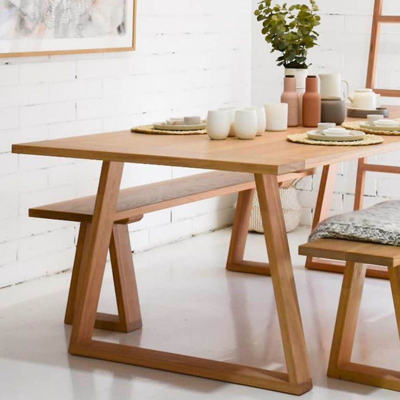 22 GRADOS DECORACION - Juego Comedor Atomic 120x60cm 2 bancos en Roble natural