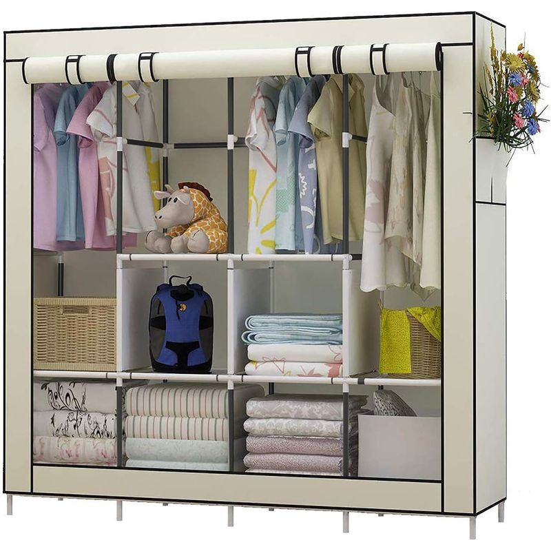 ONE PIXEL - Closet Armario Doble Grande Desarmable Portatil Con Forro - Café