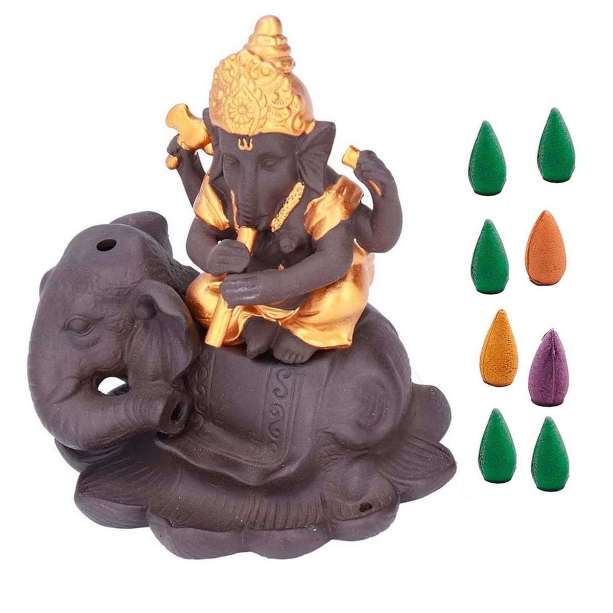 DAYOSHOP - Elefante Ganesha Quemador Incienso + Cono De Incienso 0333