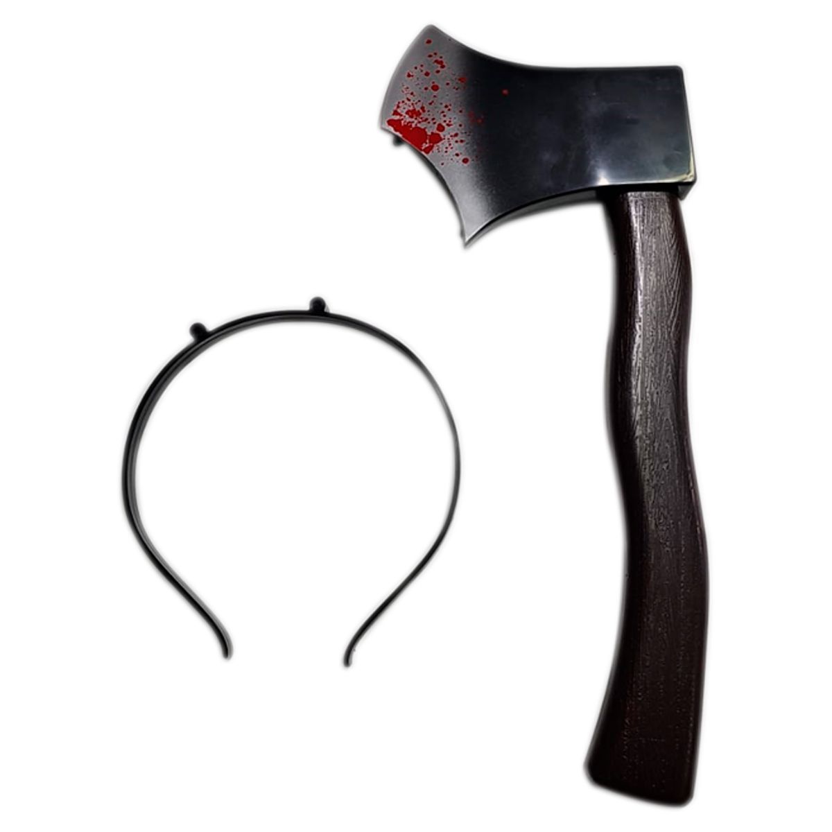 GENERICO - Hacha Balaca Cabeza Diadema Zombie Terror Disfraz 25cm