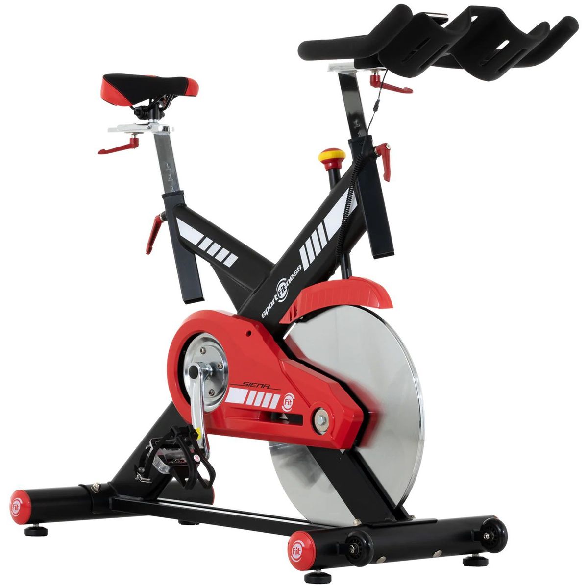 SPORTFITNESS - Bicicleta Spinning Siena 20Kg Negro Rojo..