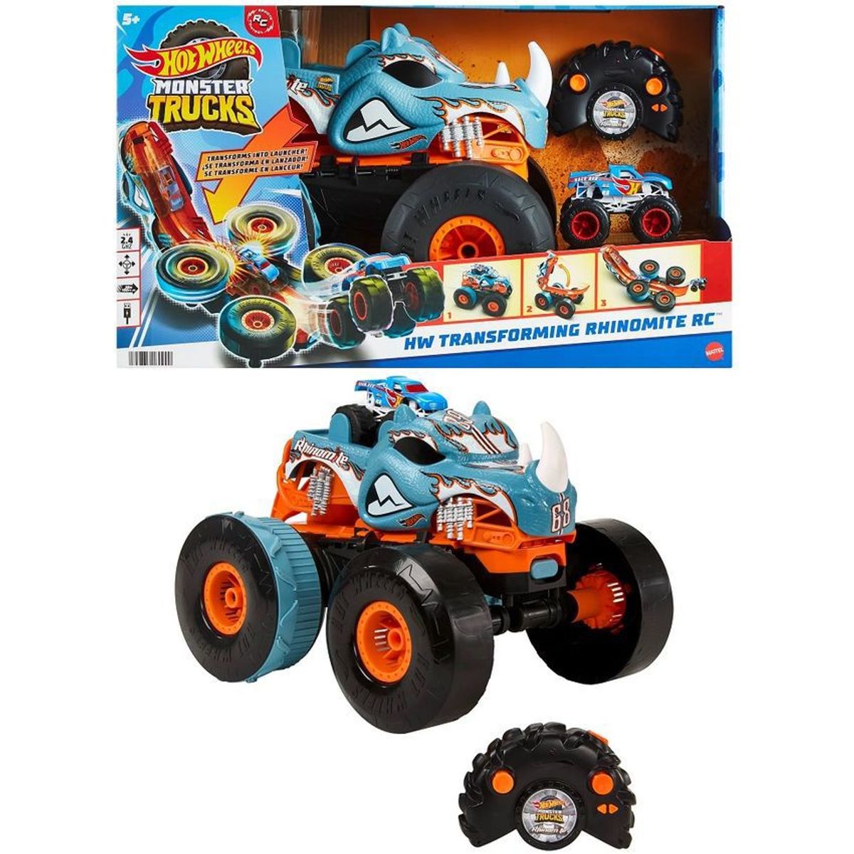 HOT WHEELS - Hot Wheels Radio Control Monster Trucks Rhinomite 2 En 1 Mattel