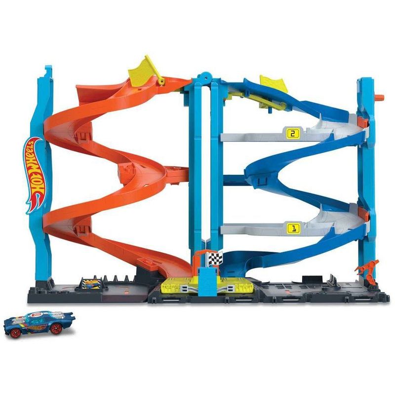 HOT WHEELS - Hot Wheels Pista de Juguete Torre de Carreras Doble Altura Mattel