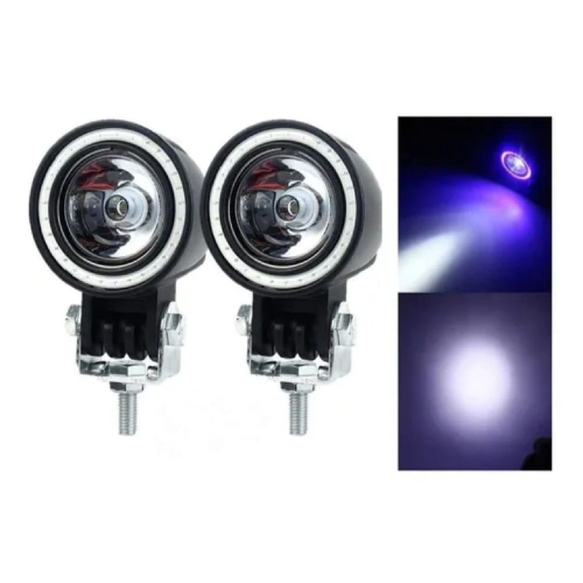 UNIVERSAL - 2 exploradoras led moto alta potencia ojo angel azul blanco