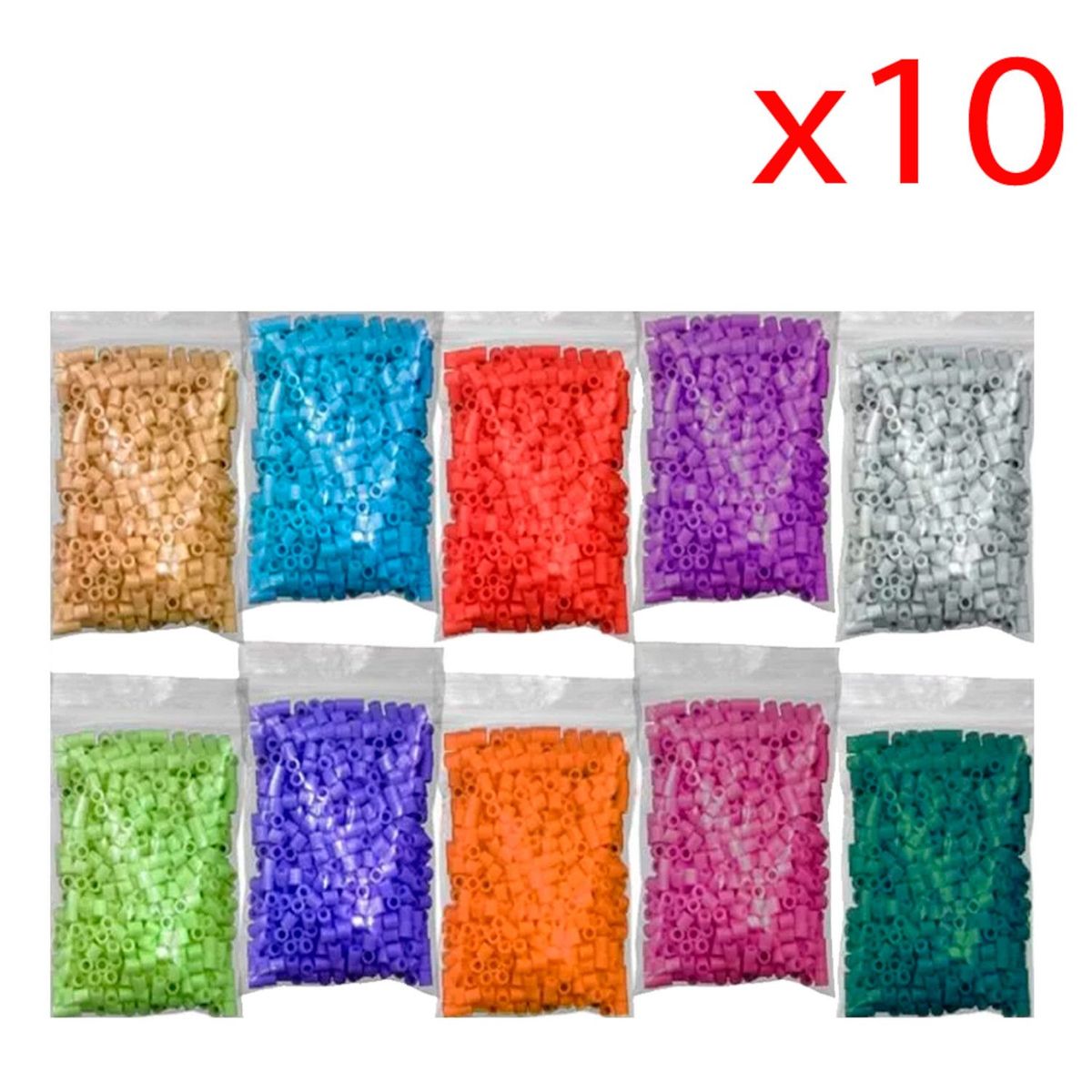 GENERICO - 10 Bolsas Hama Beads Midi 5mm Midi Perler X2.500 Und Colores