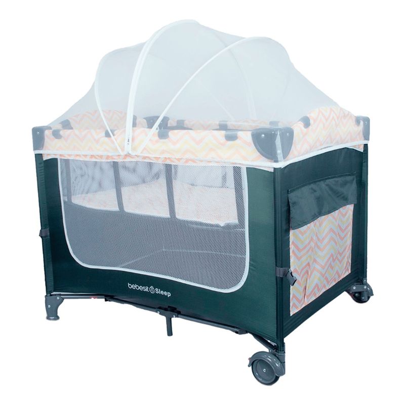 BEBESIT - Cuna Corral Tipo Colecho Sleep Bebesit Rosa Naranja
