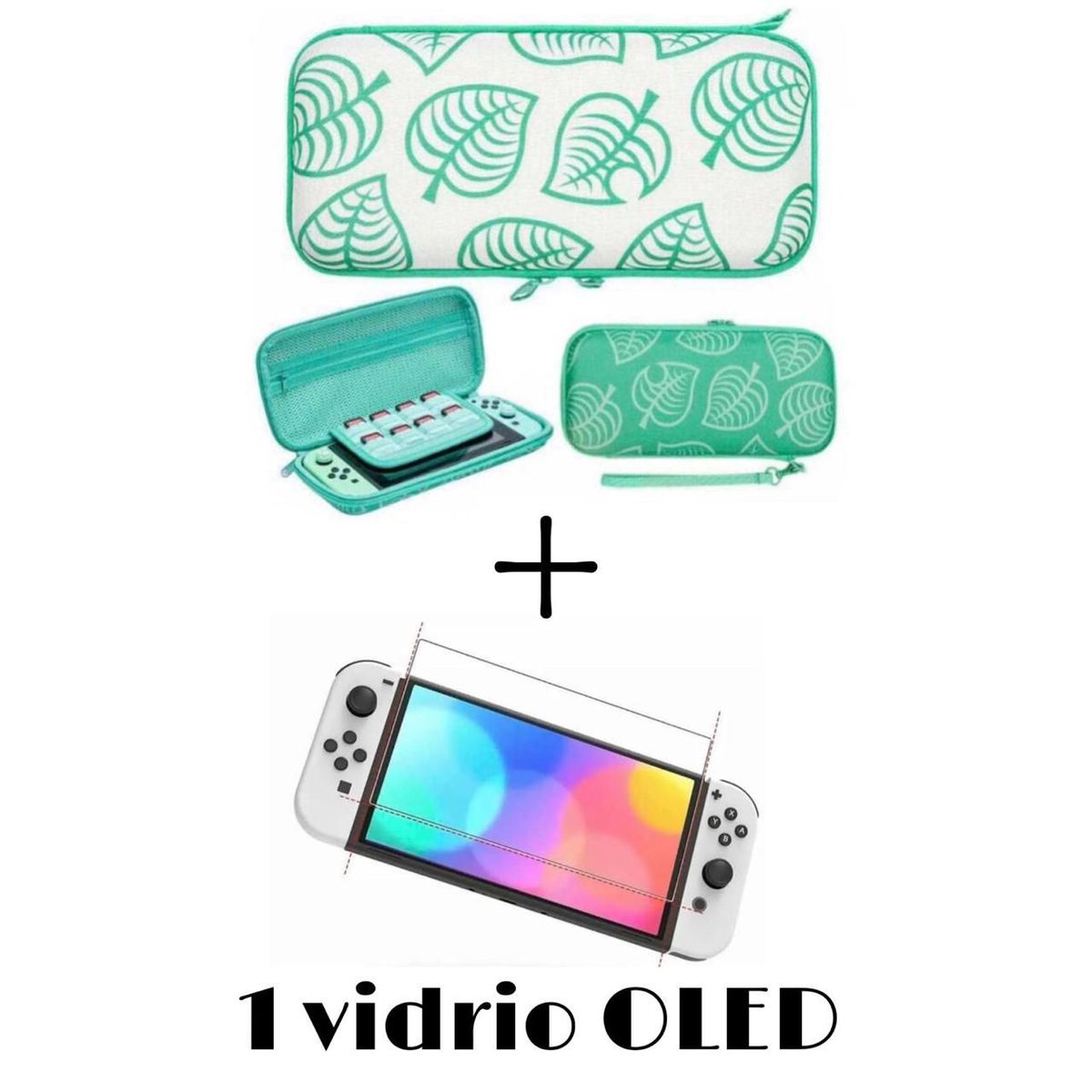 GENERICO - Estuche Animal Crossing + Vidrio Compatible Con Switch Oled