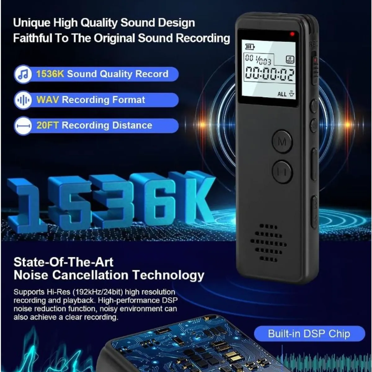 GENERICO - Grabadora De Voz Periodista Digital  Micro Sd 32gb Pantalla