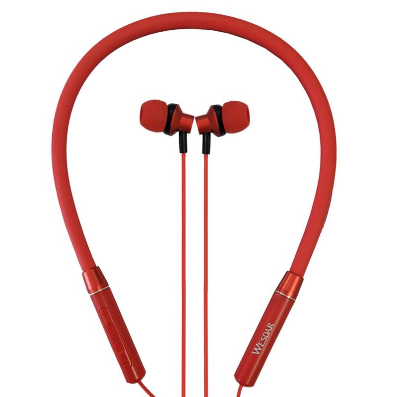 WESDAR - Audifonos Bluetooth Magneticos Deportivos Cuello WESDAR R101 ROJO