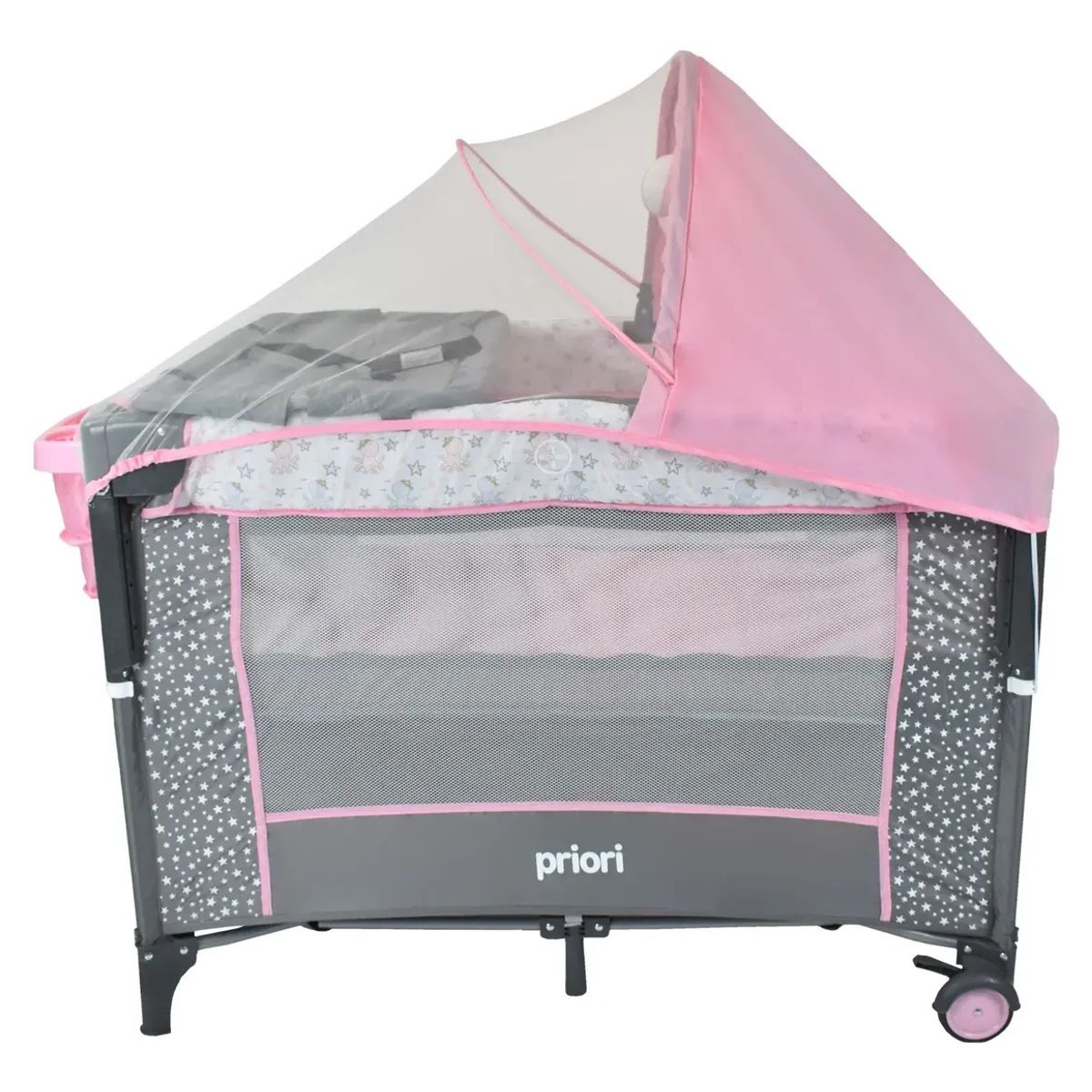 PRIORI - Cuna Corral Colecho para Bebé Ariel Priori Rosado