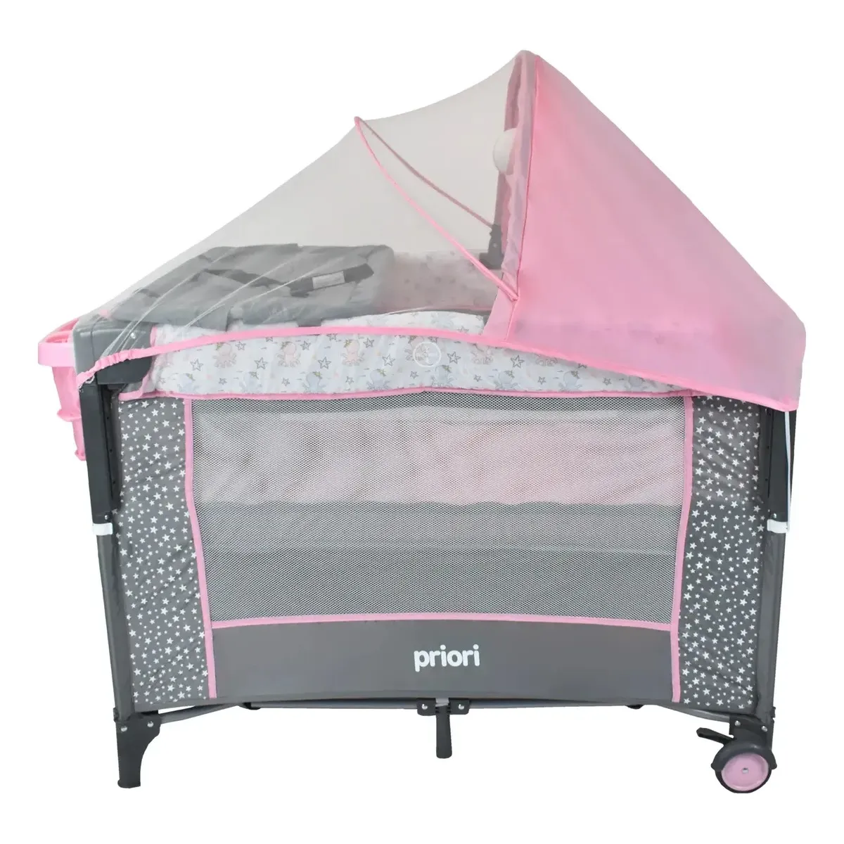 PRIORI - Cuna Corral Colecho para Bebé Ariel Priori Rosado
