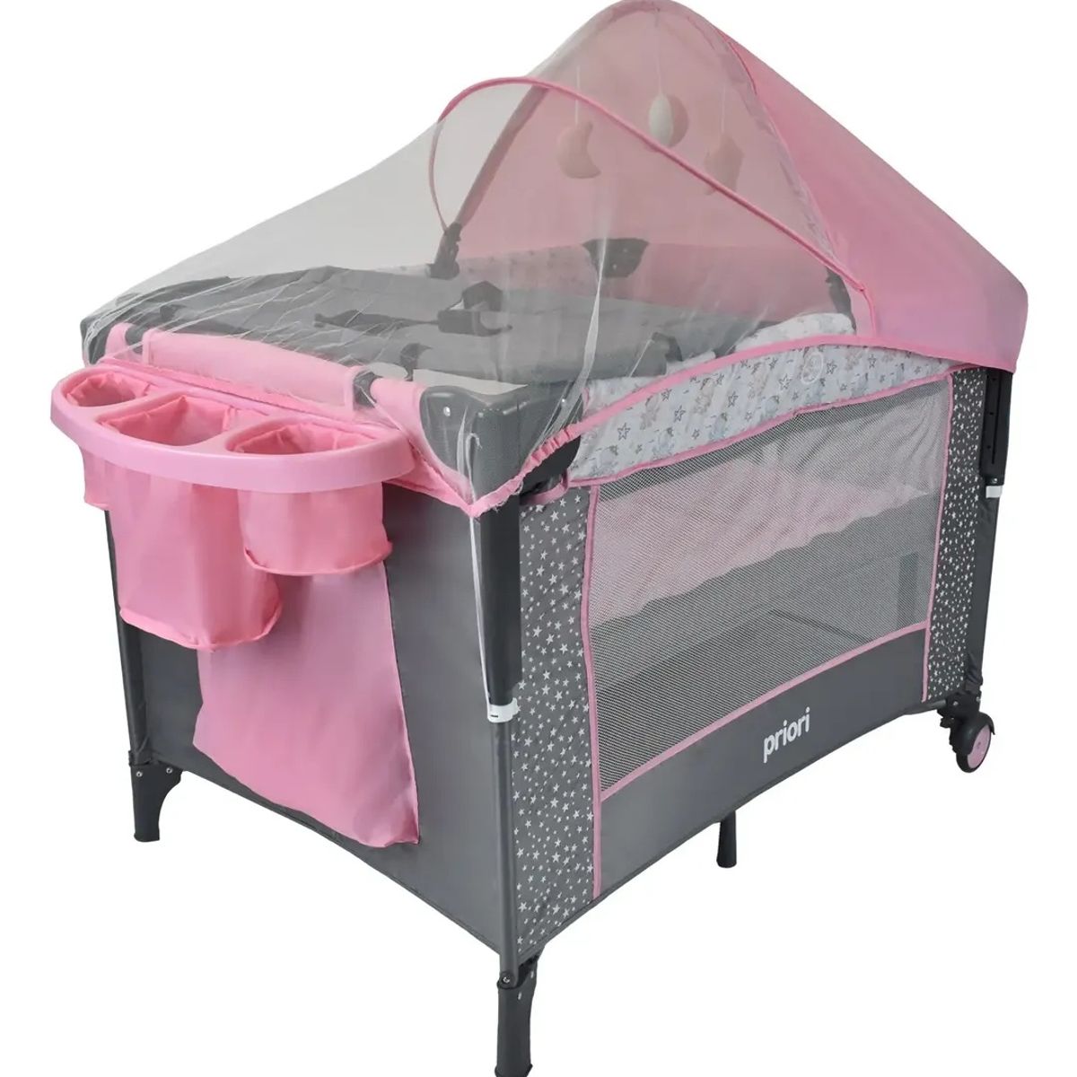 PRIORI - Cuna Corral Colecho para Bebé Ariel Priori Rosado