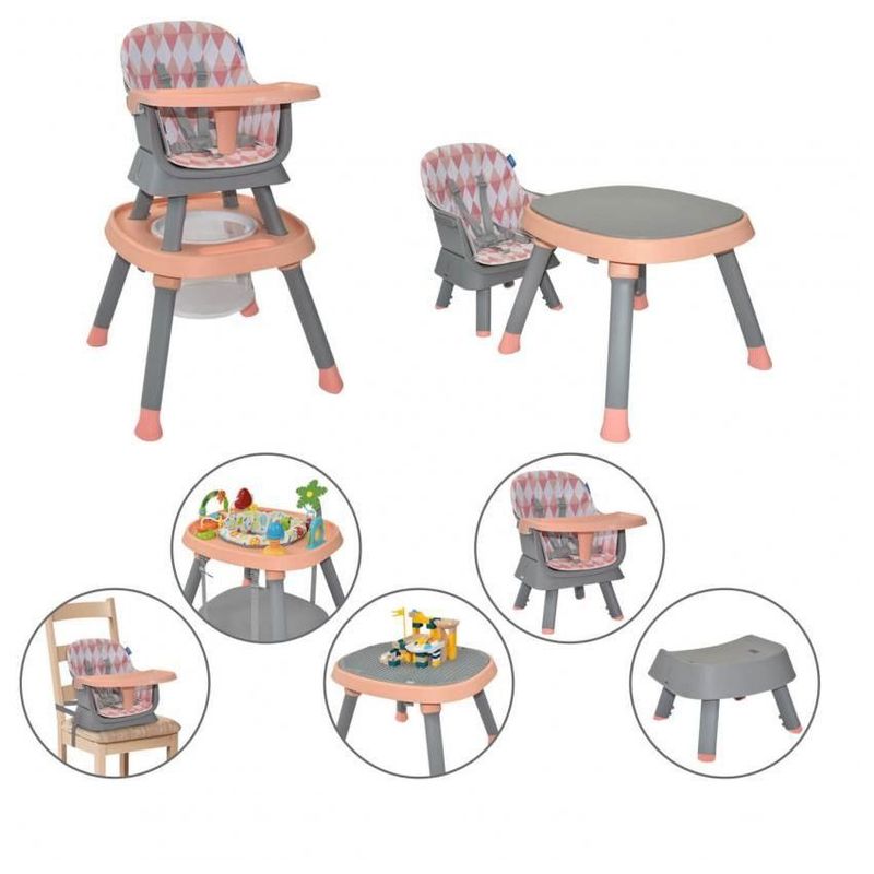 PRIORI - Silla Alta Comedor Escritorio Bebé 7 En 1 Seven Priori Rosa