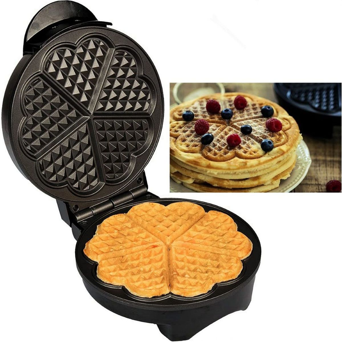 ONE PIXEL - Mini Waflera Antiadherente Azul Diseño Corazones Increible