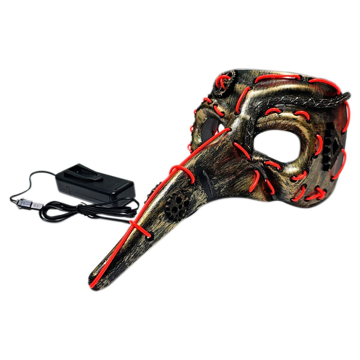 GENERICO - Mascara Luces Doctor Peste Negra Disfraz Médico Cuervo Pico