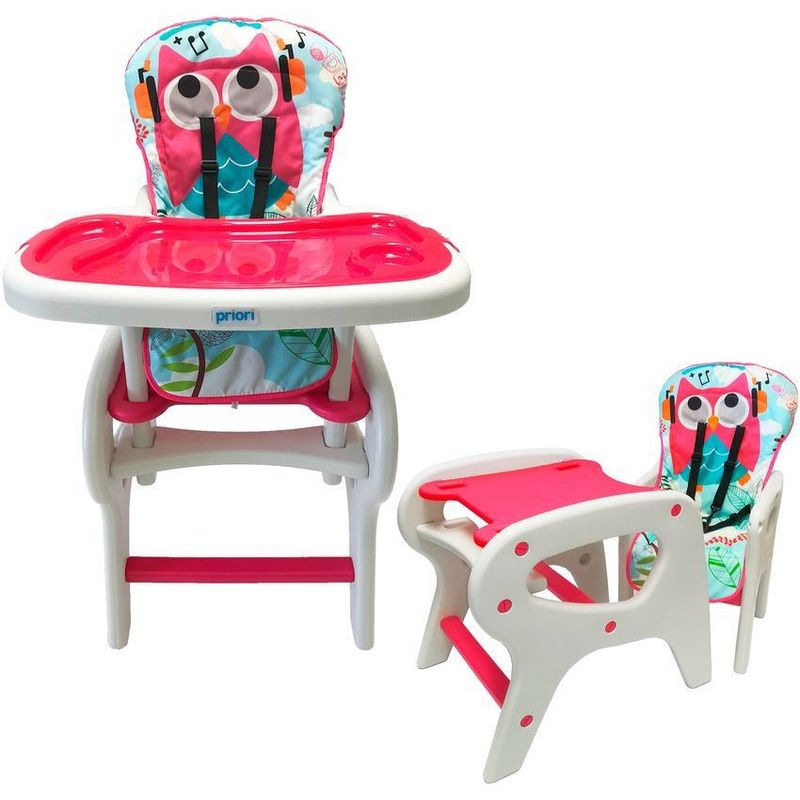 PRIORI - Silla comedor escritorio 2 en 1 bebé priori pcm-10 búho rosa