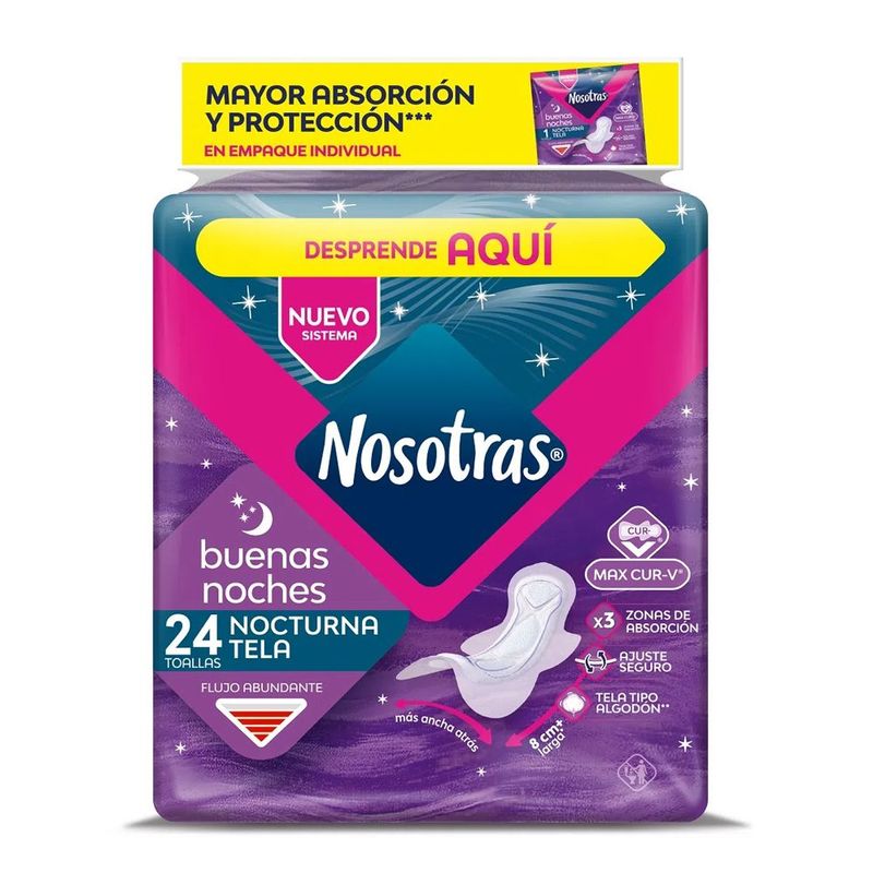 NOSOTRAS - Toallas Nosotras Buenas Noches 24 Unidades