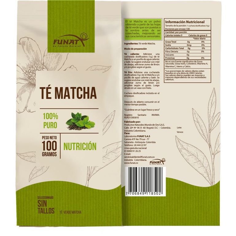 Te matcha 100% puro funat 100gr FUNAT | Falabella Colombia