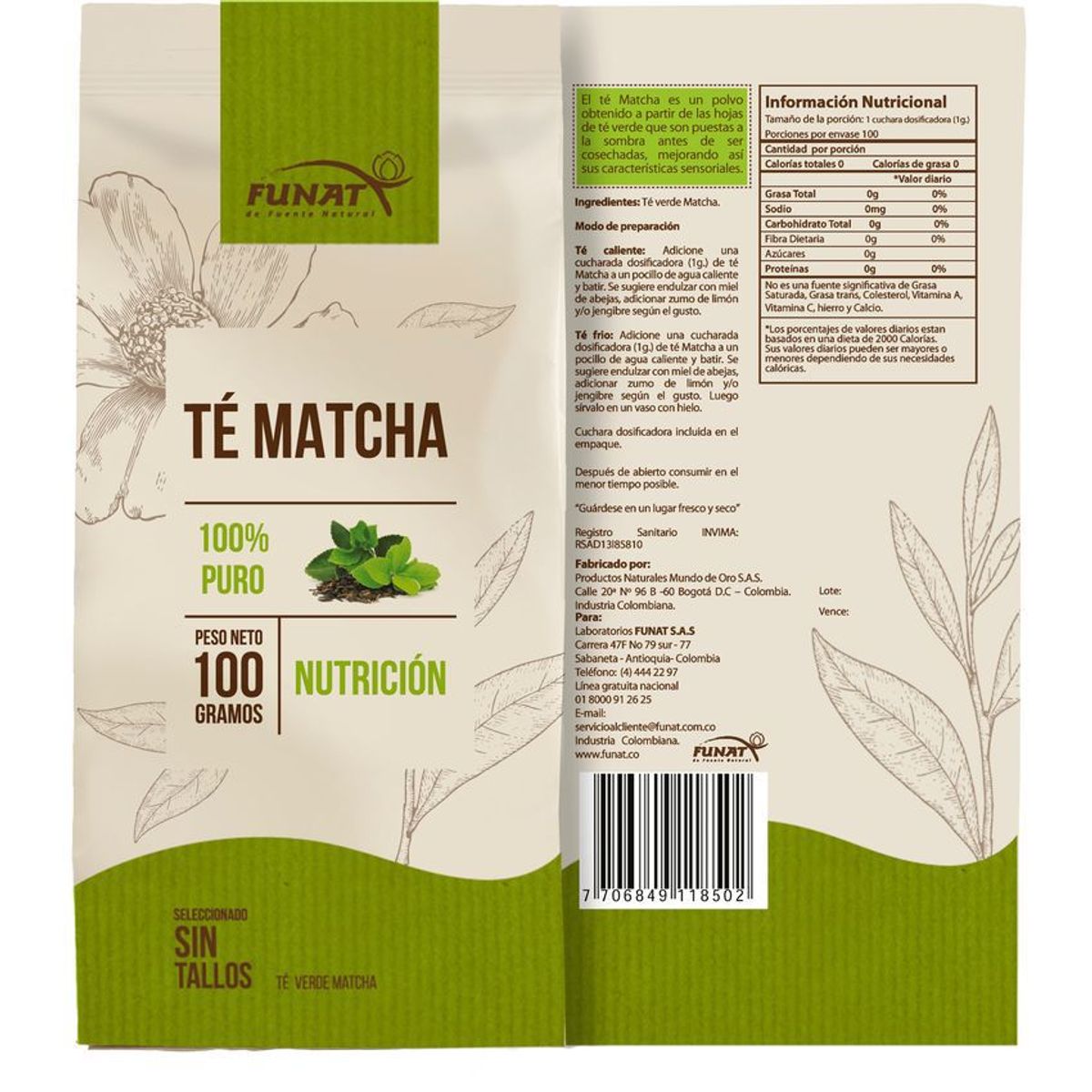 FUNAT - Te matcha 100% puro funat 100gr