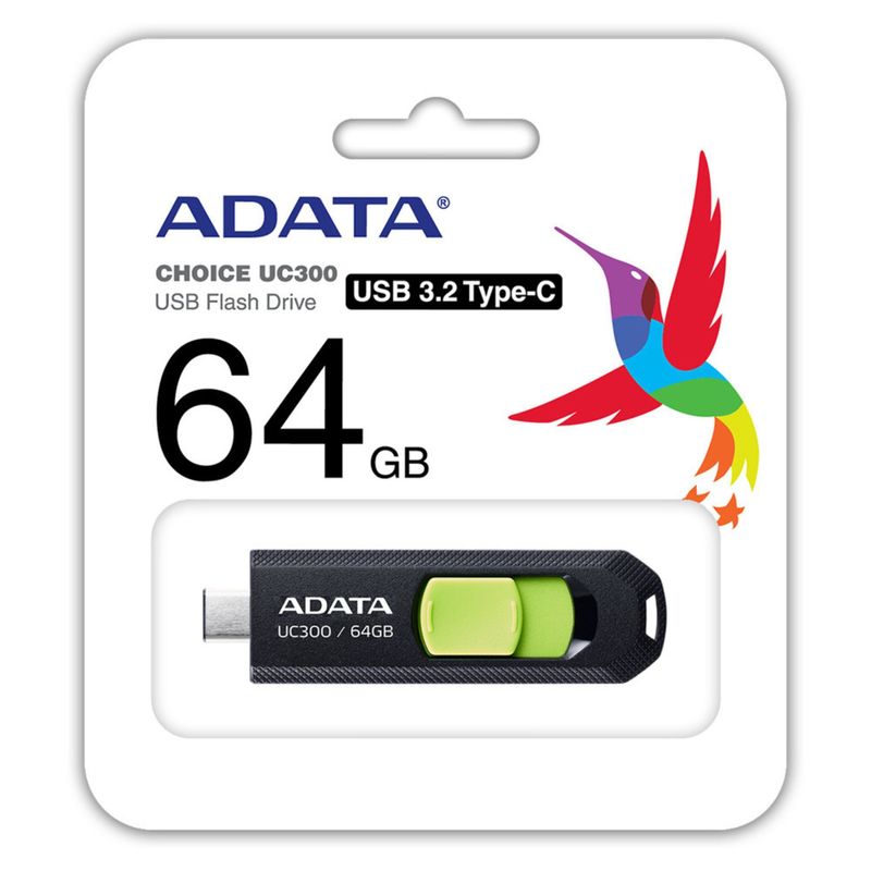 ADATA - Memoria USB Tipo C Adata UC300 64GB Retractil Negro